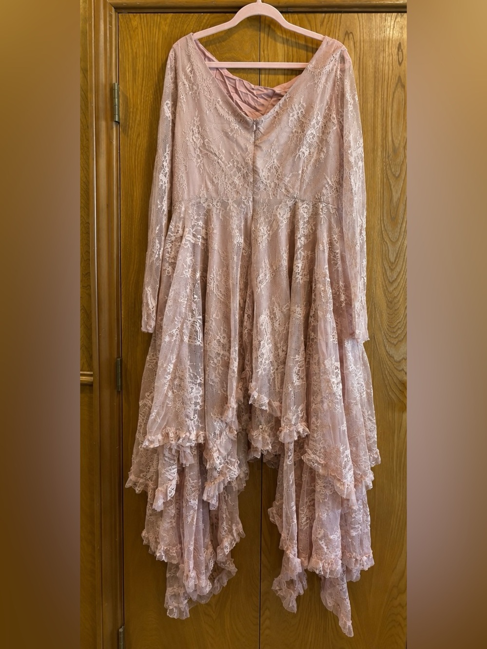 NWT Joy Folie Lace Ruffle Maxi Dress Dusty Rose Pink Boho Romantic XXL